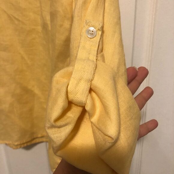 Charter Club women’s yellow linen shirt size 12P - Picture 7 of 7